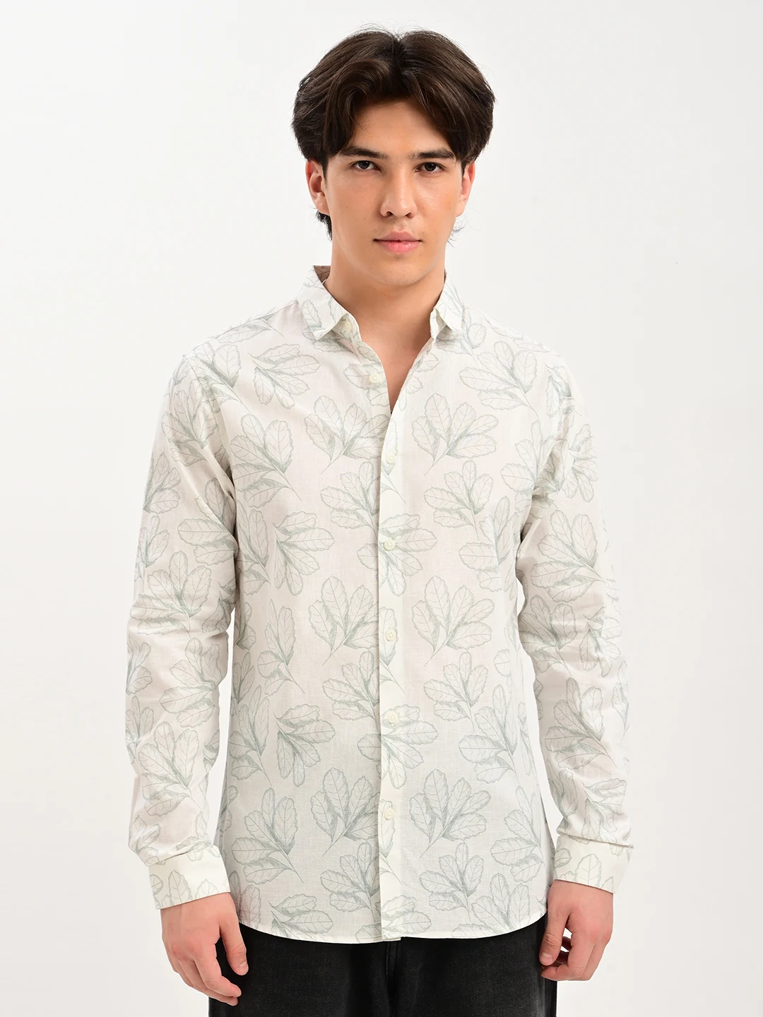Printed Casual Shirt with Spread Collar