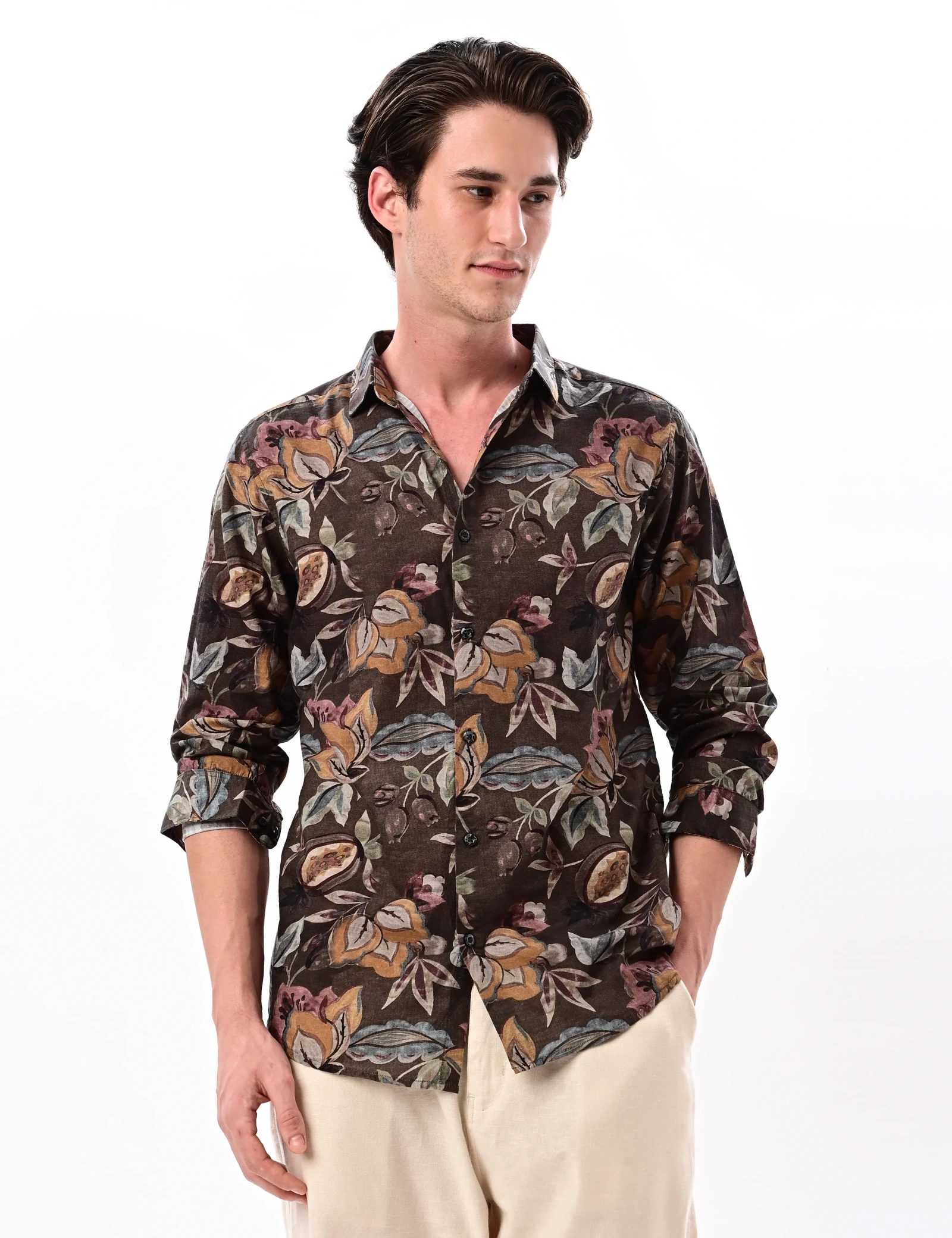 BLUBBER Floral Botanical Print Regular Fit Shirt