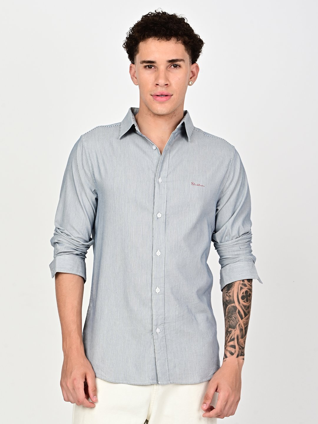 BLUBBER Fine Stripe Regular Fit Shirt