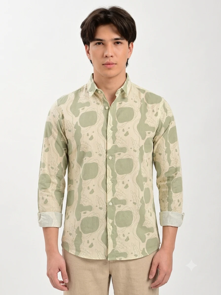 Printed Casual Shirt with Spread Collar