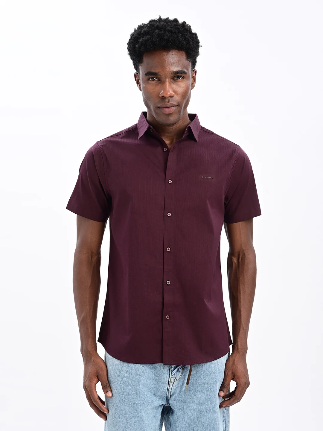 Solid Casual Shirt with Spread Collar