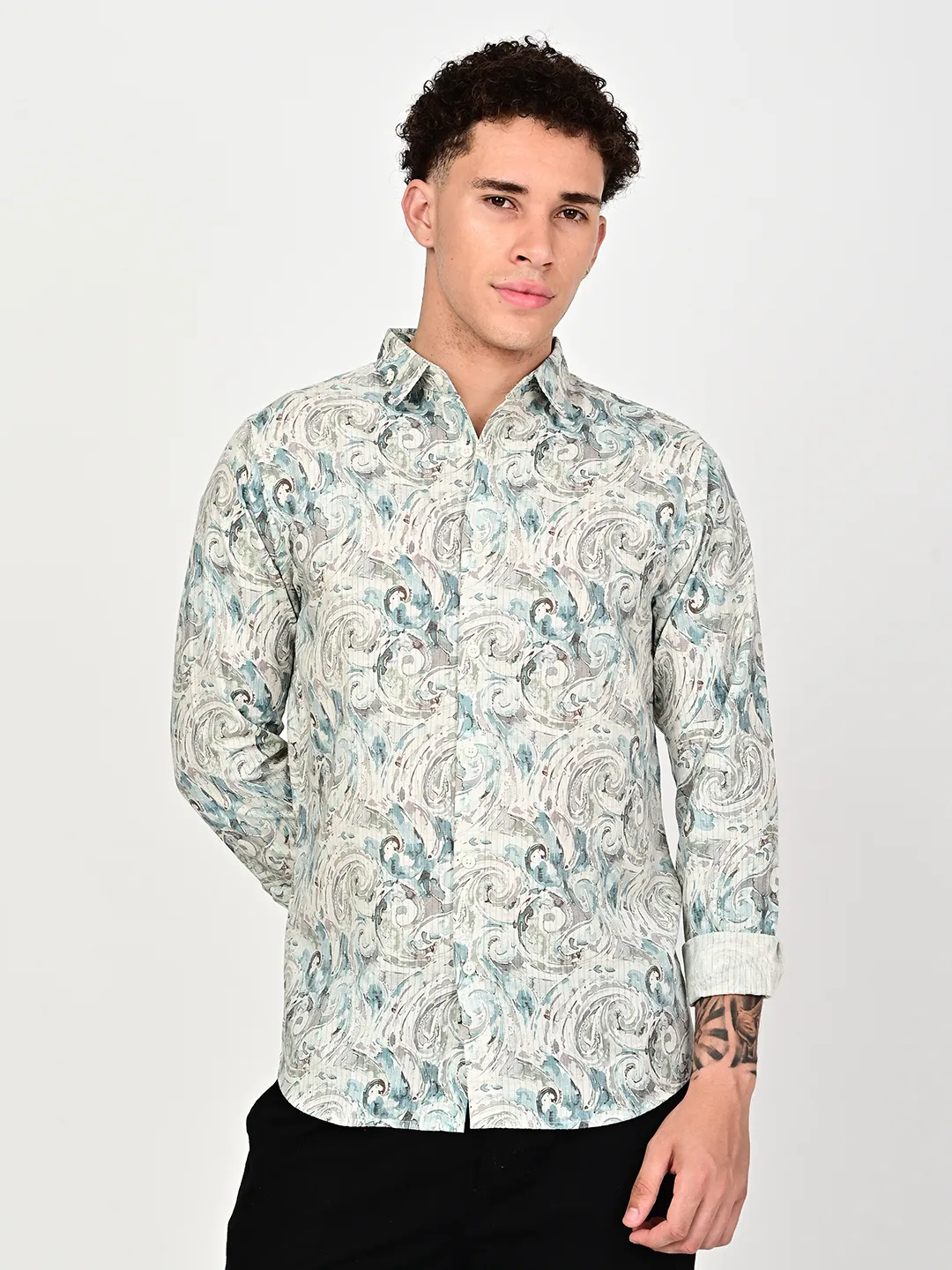 BLUBBER Men's Premium Paisley Print Casual Shirt