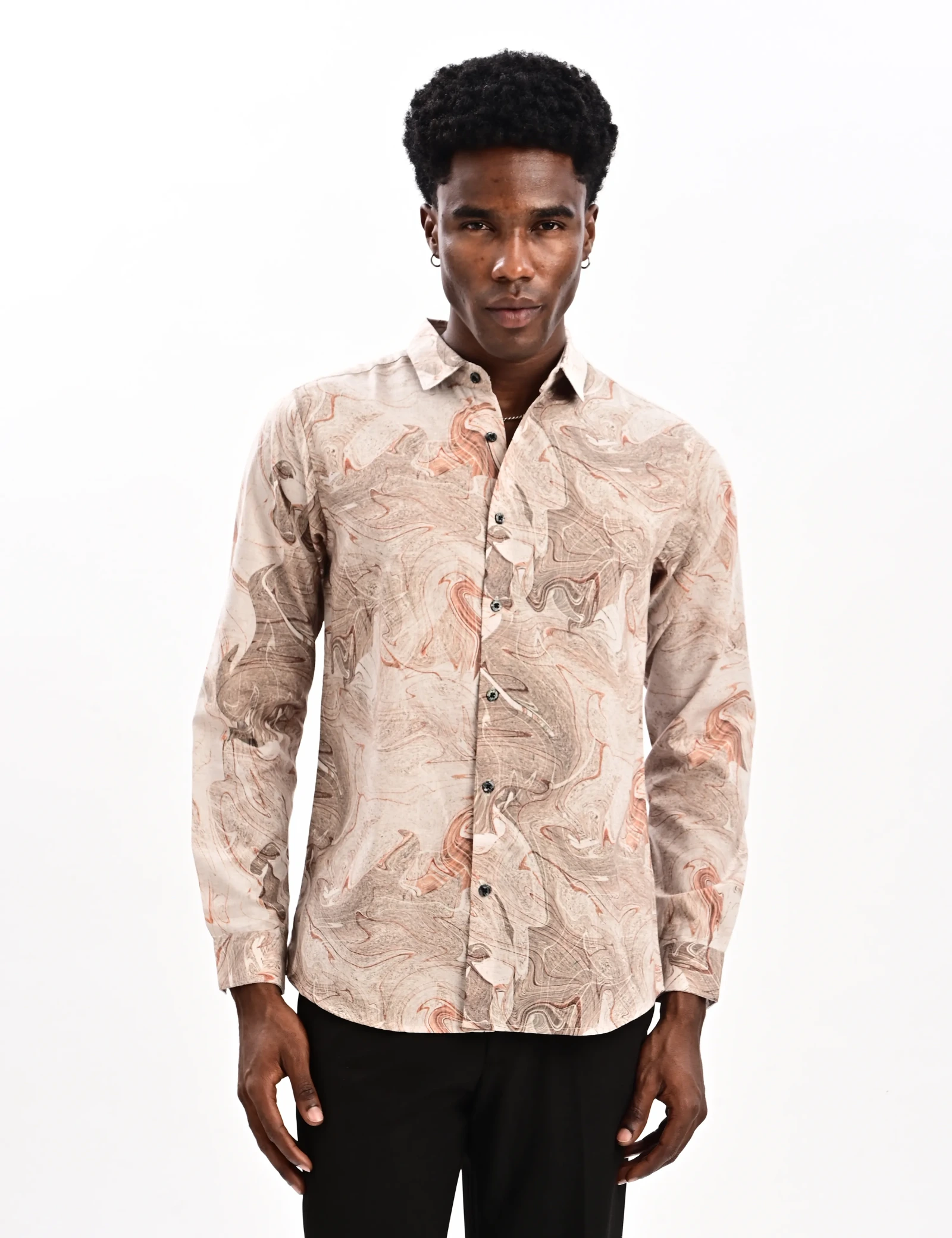 BLUBBER Abstract Marble Printed Shirt