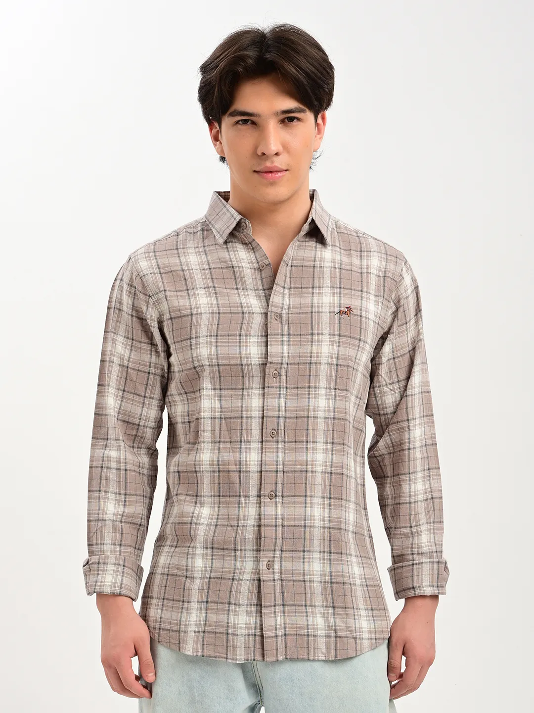 BLUBBER Men's Premium Yarn Dyed Checked Casual Shirt