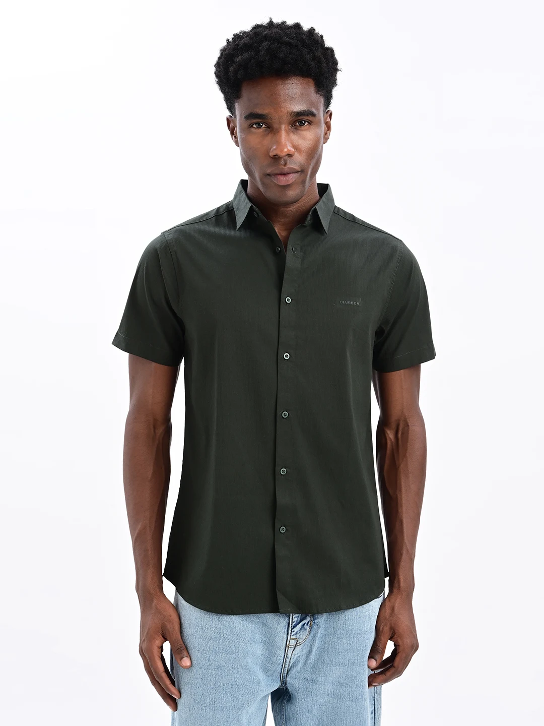 Solid Casual Shirt with Spread Collar