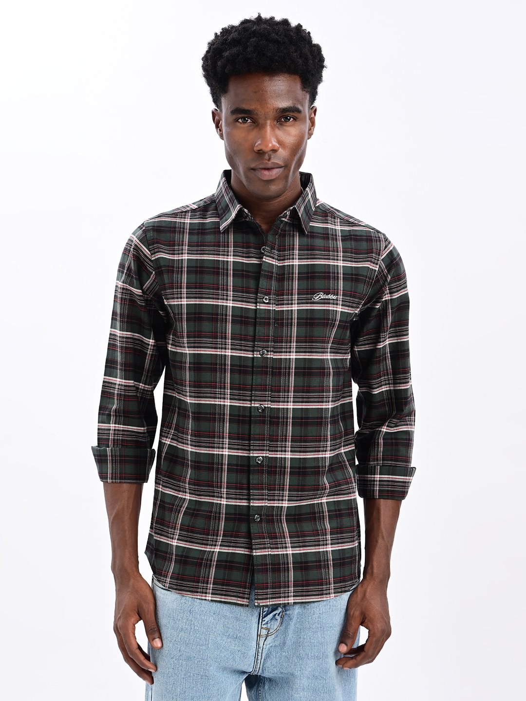 BLUBBER Men's Premium Brushed Check Shirt