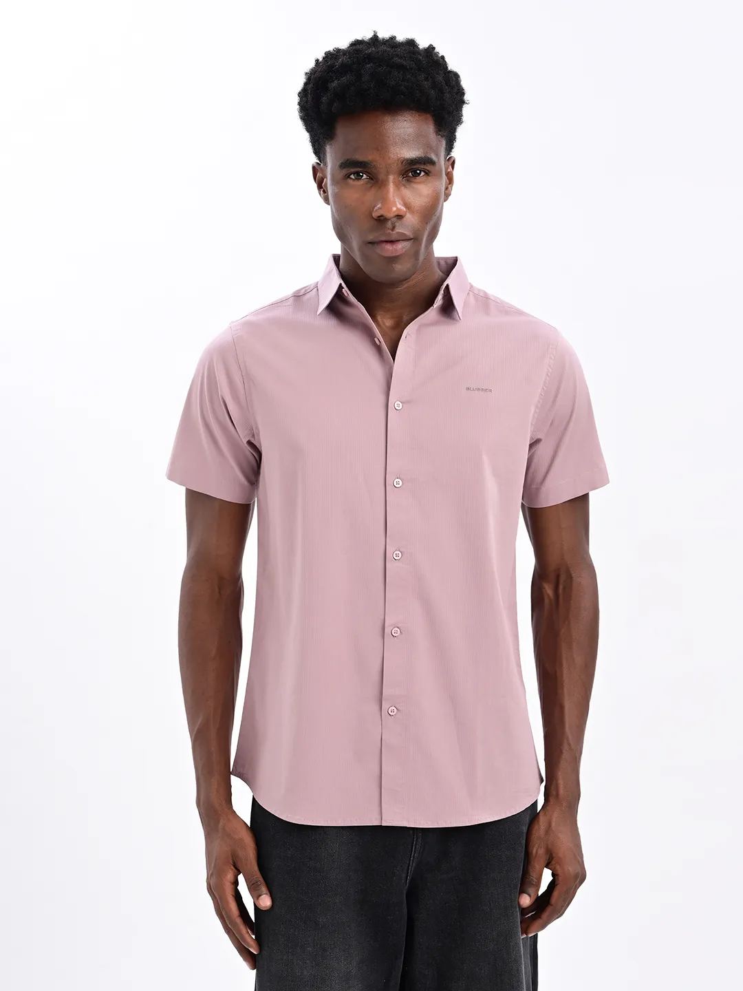BLUBBER Men's Premium Vertical Stripe Short Sleeve Shirt