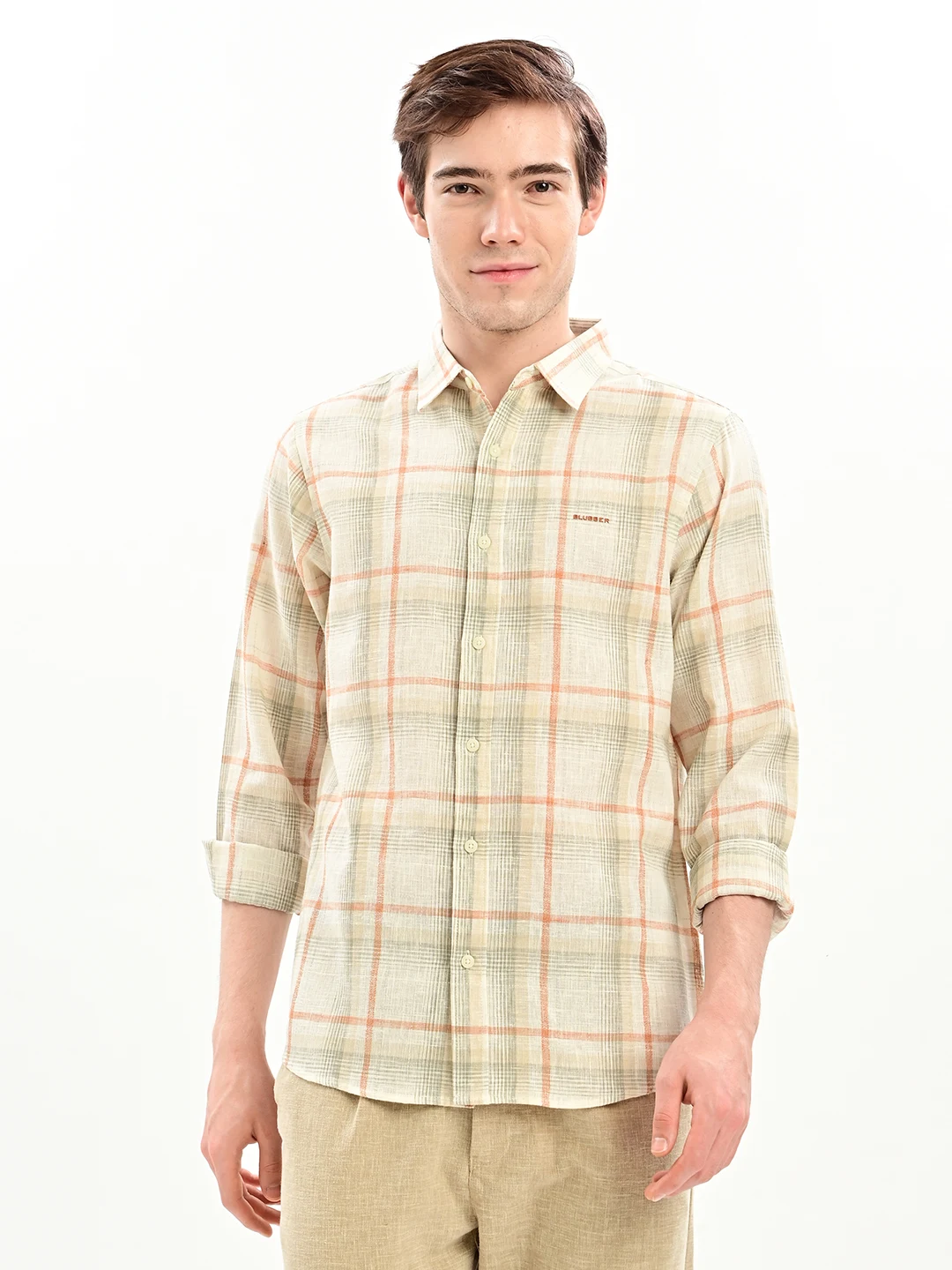 Checkered Casual Shirt with Spread Collar