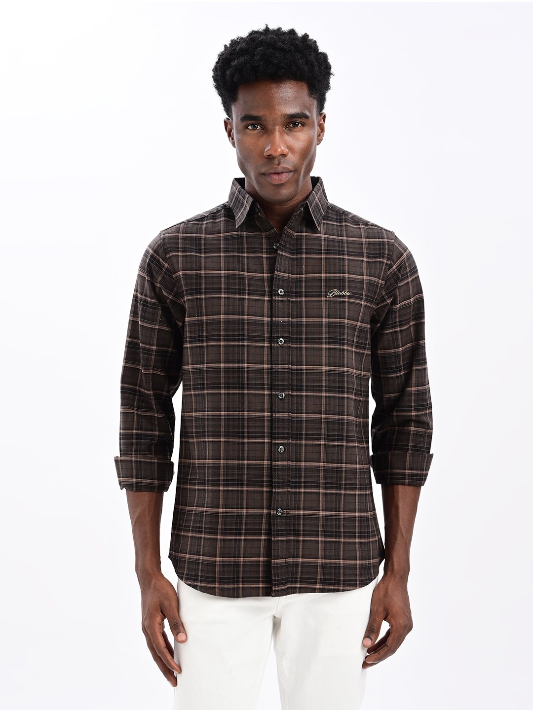 BLUBBER Men's Premium Brushed Check Shirt
