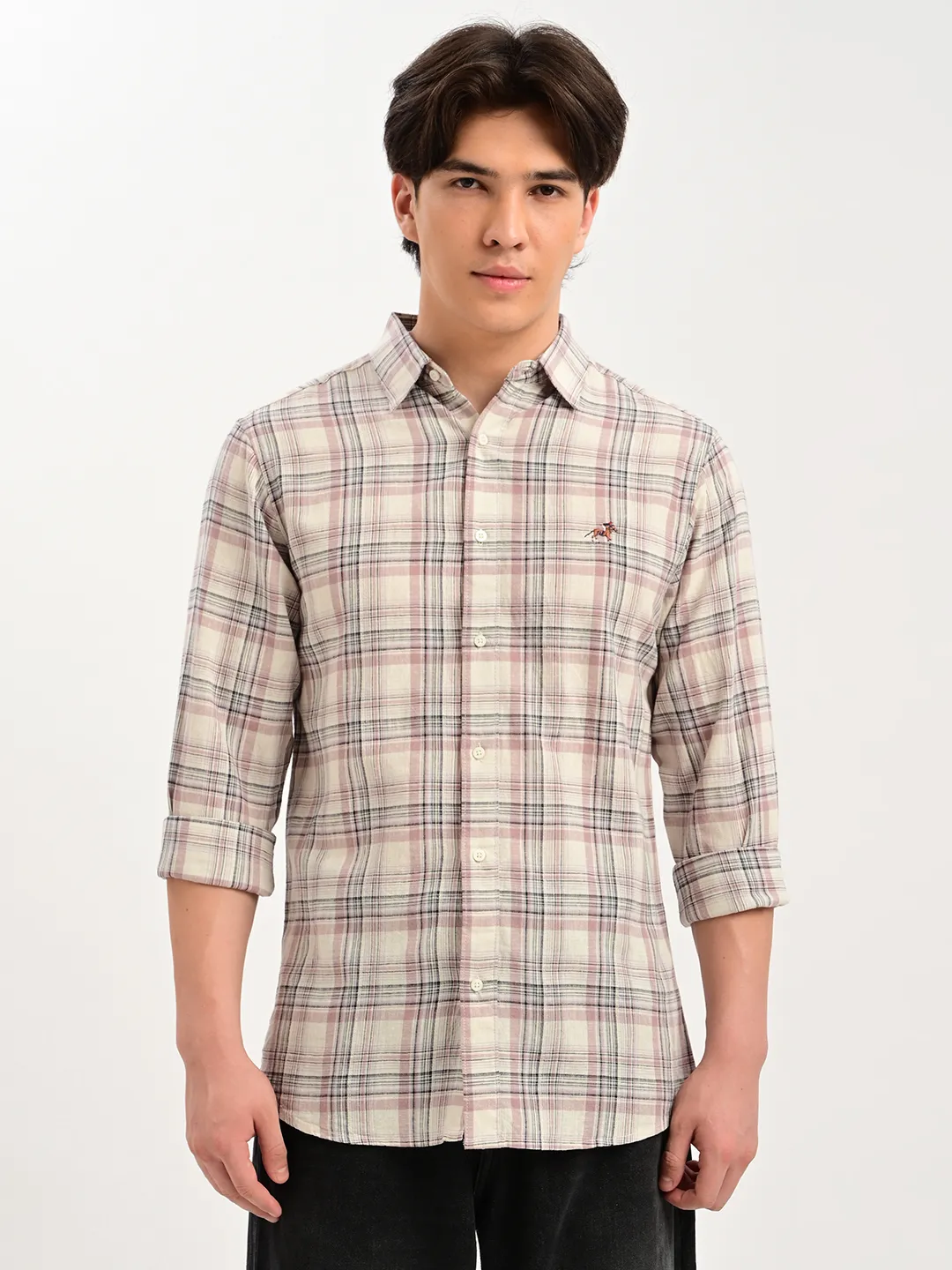 BLUBBER Men's Premium Soft Checked Casual Shirt