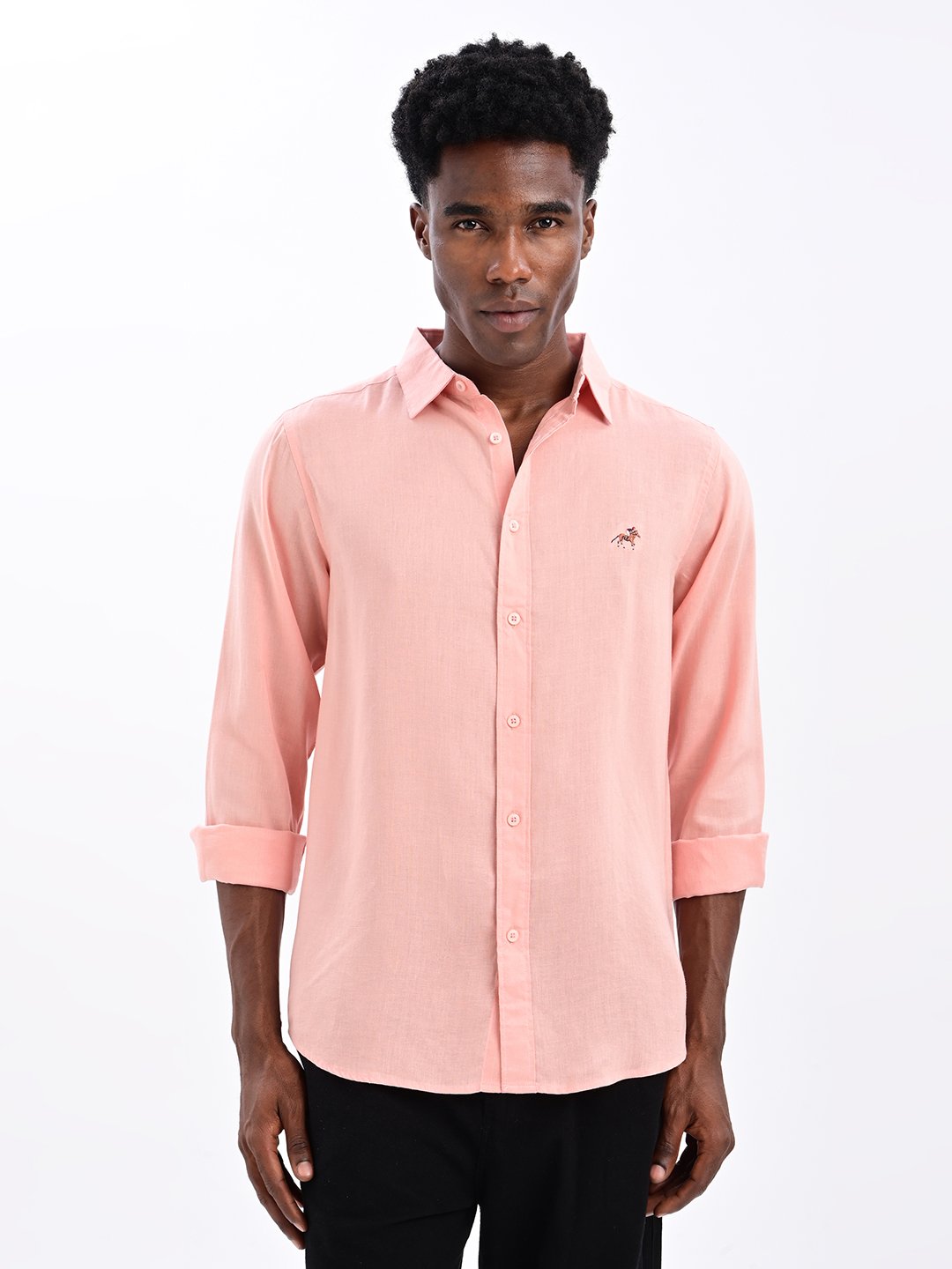 BLUBBER Premium Linen Blend Solid Shirt for Men