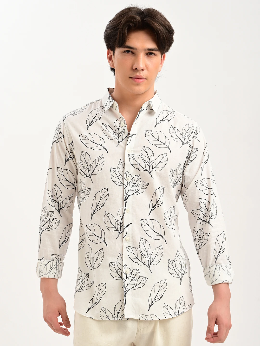 Printed Casual Shirt with Spread Collar