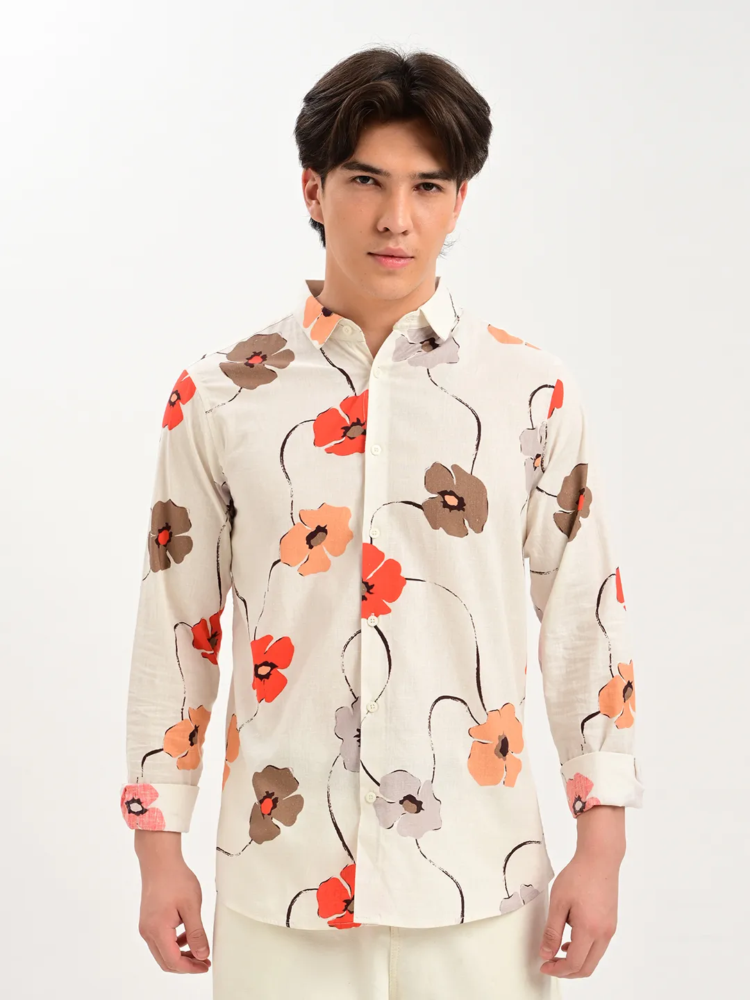 BLUBBER Vintage Floral Print Premium Casual Shirt