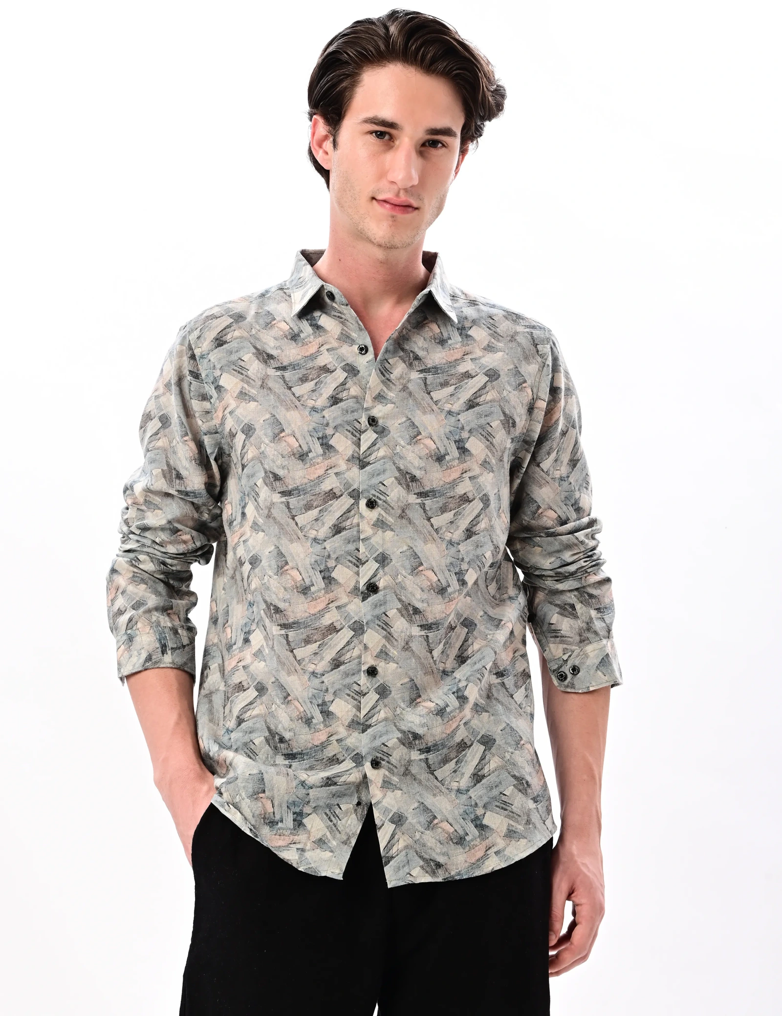 BLUBBER Abstract Brushstroke Regular Fit Shirt