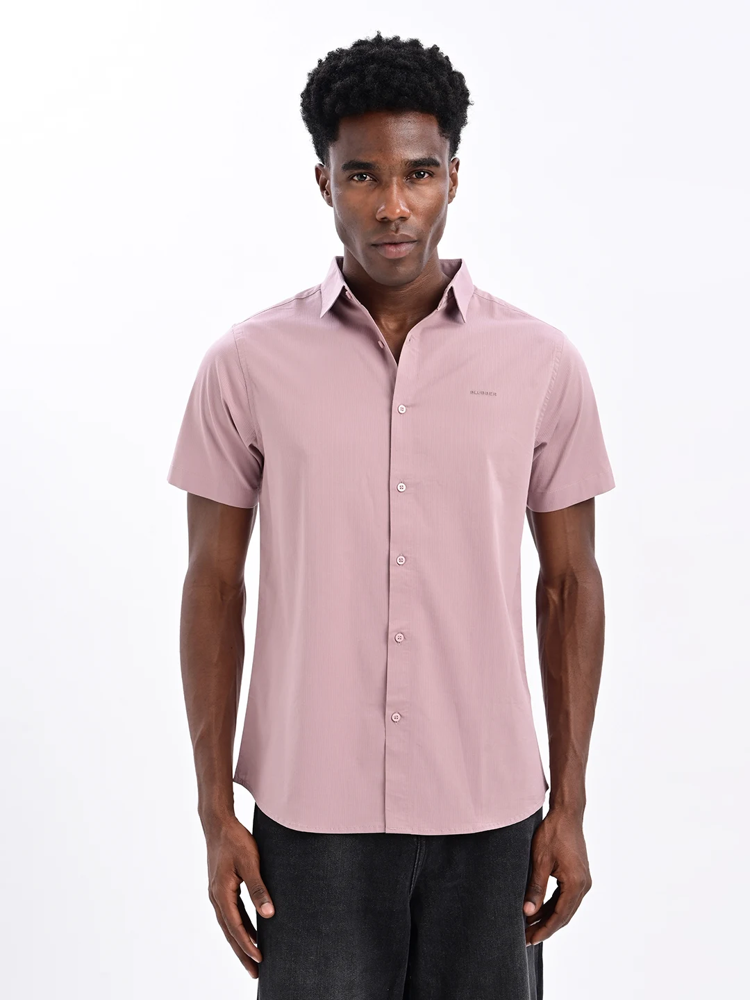 Solid Casual Shirt with Spread Collar