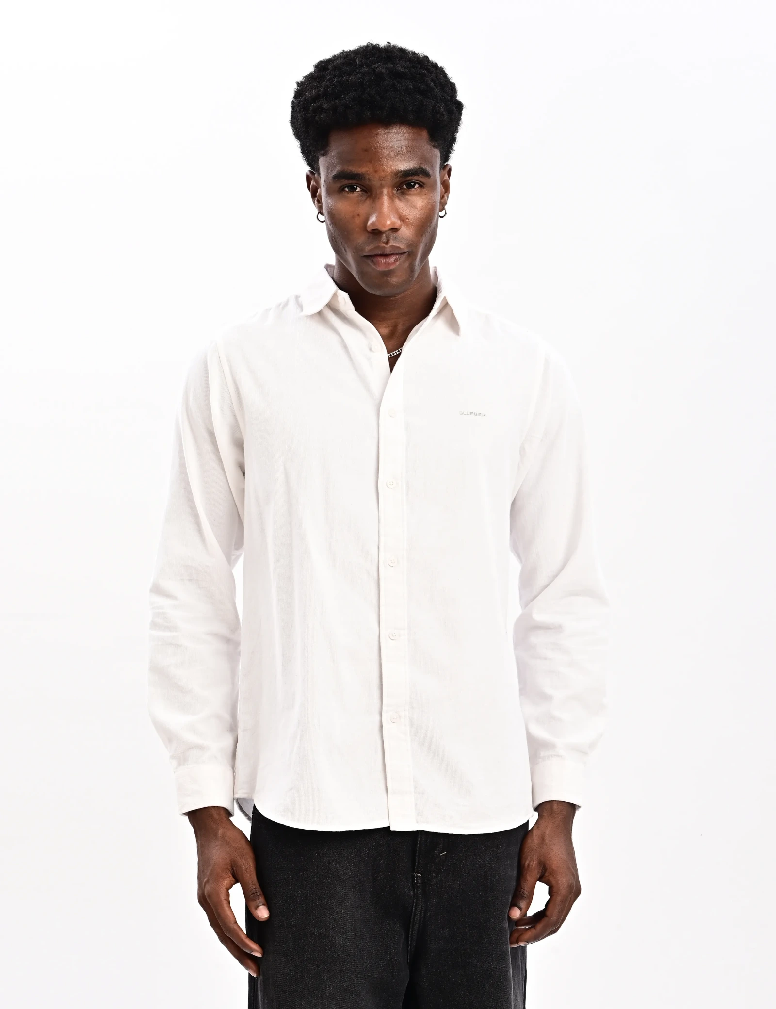 BLUBBER Textured Solid Corduroy Shirt