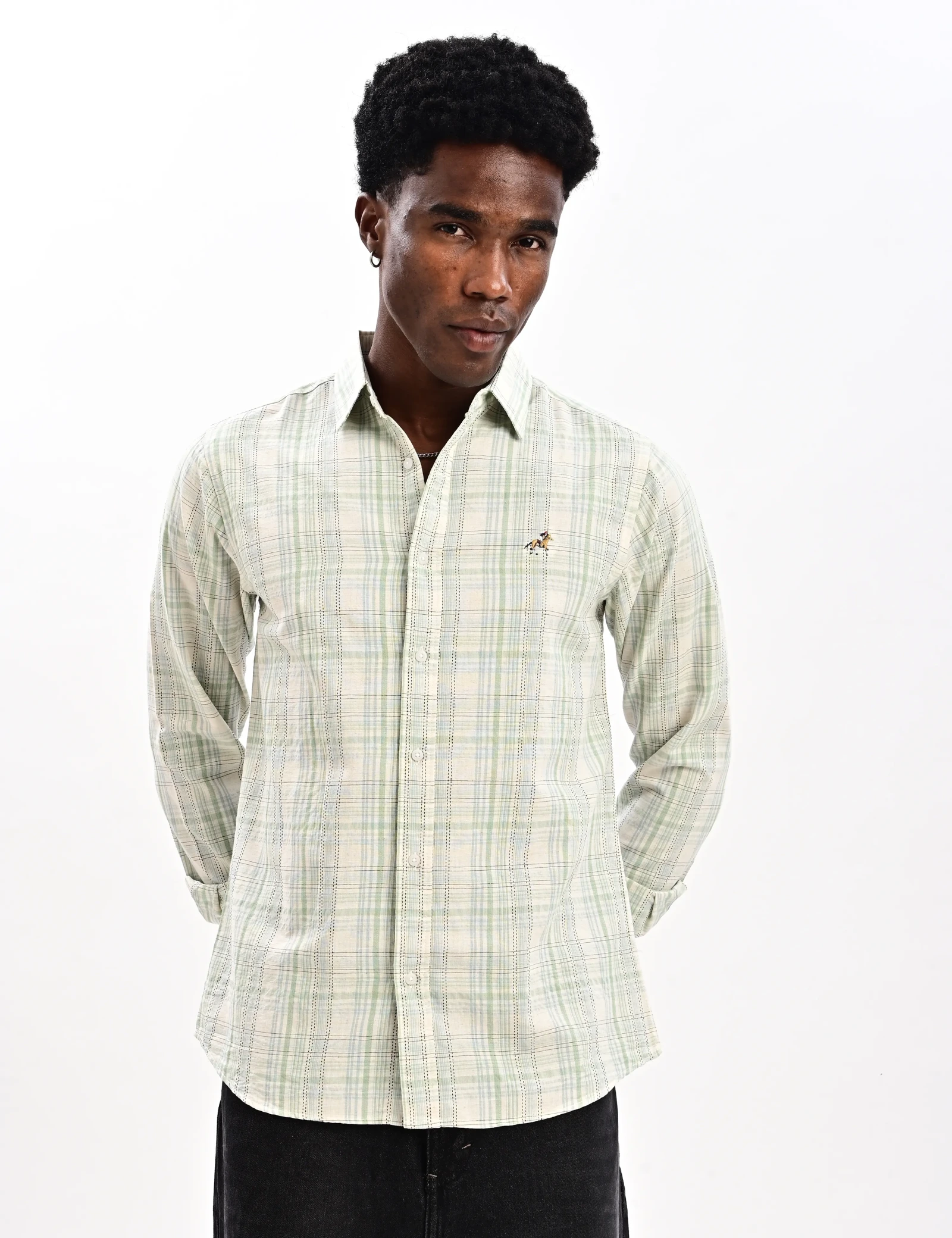 BLUBBER Classic Windowpane Plaid Shirt