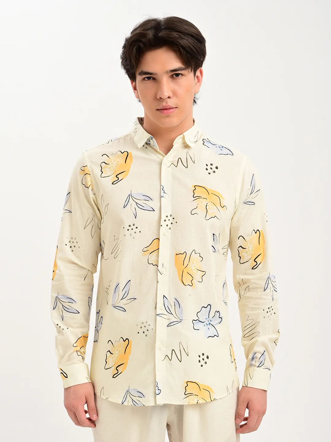 BLUBBER Pastel Botanical Print Premium Casual Shirt