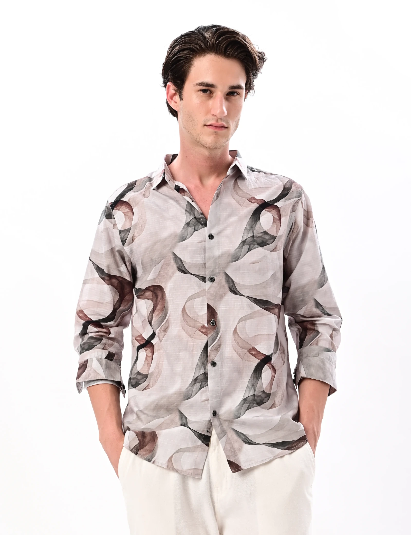 BLUBBER Abstract Botanical Print Regular Fit Shirt
