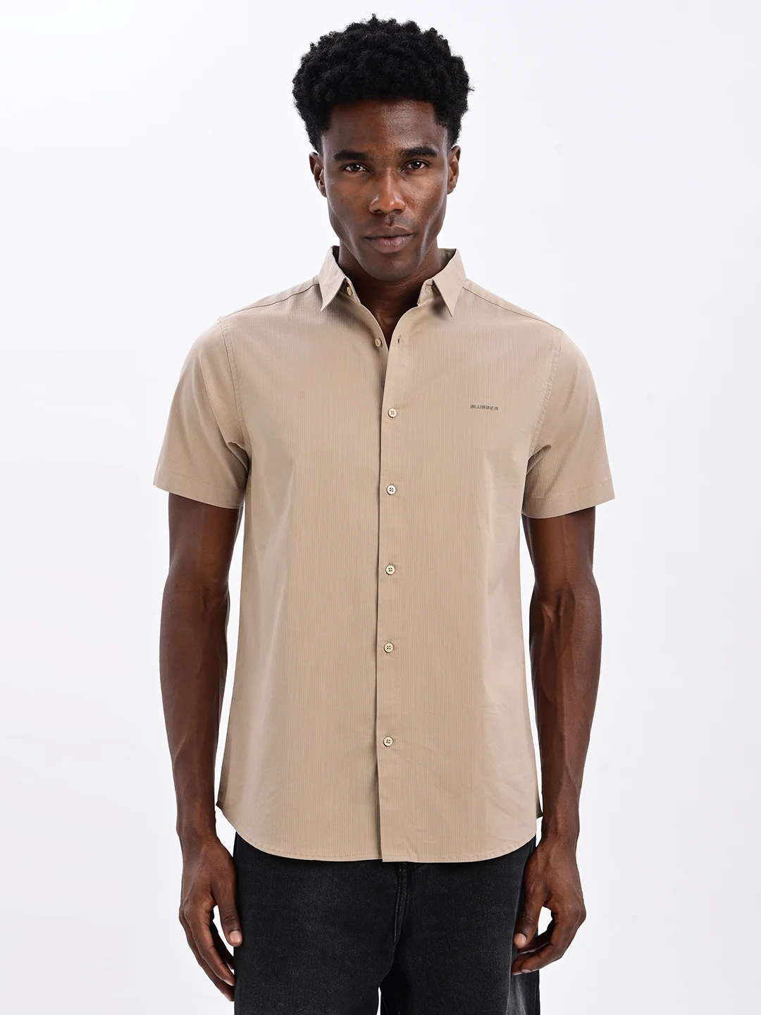 Solid Casual Shirt with Spread Collar