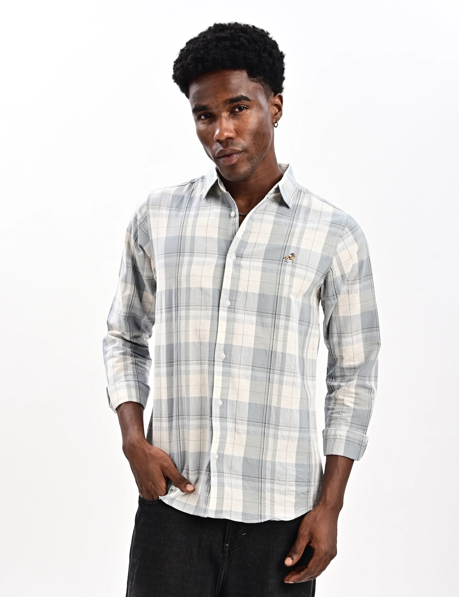BLUBBER Sage Slate Windowpane Shirt