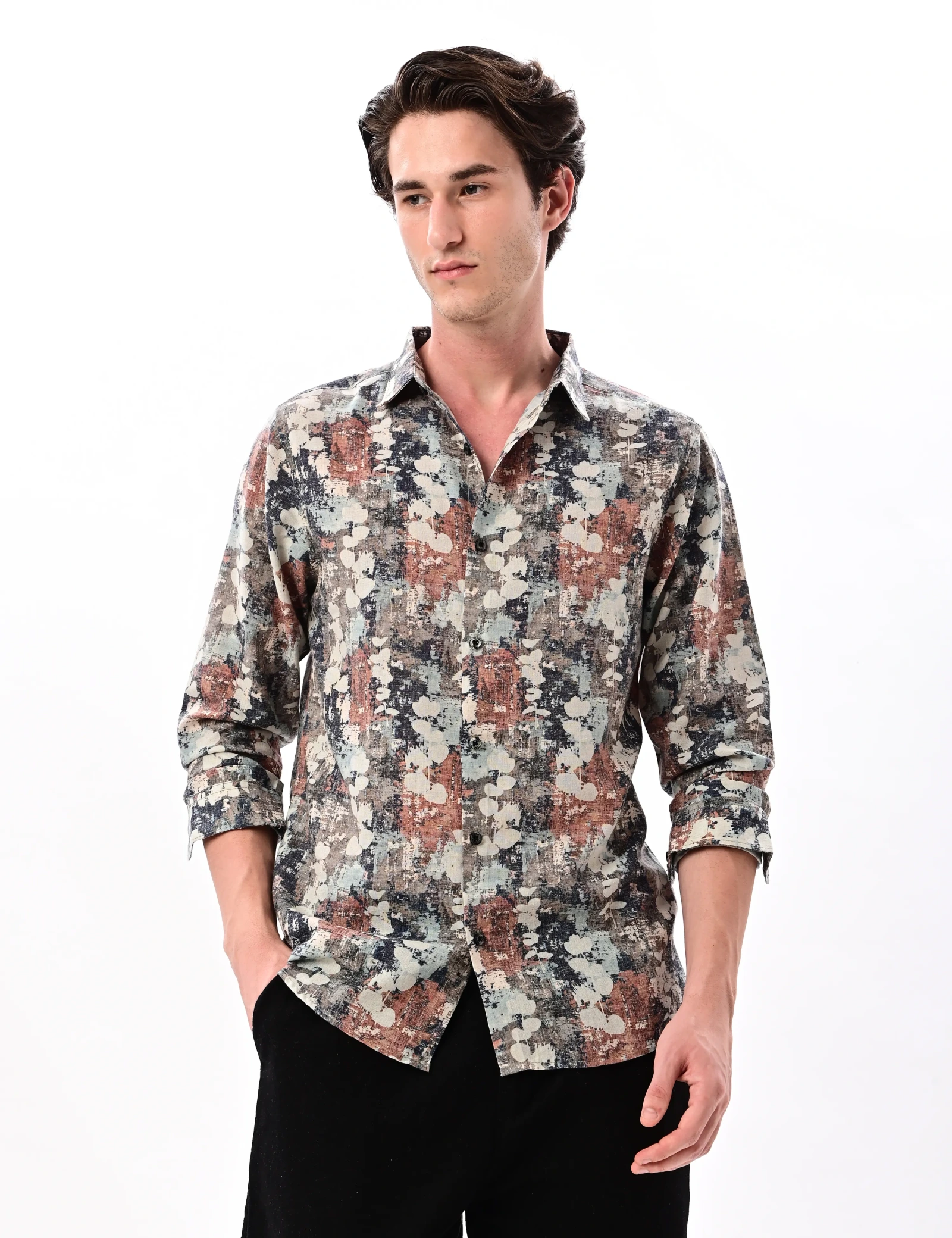 BLUBBER Abstract Botanical Print Regular Fit Shirt