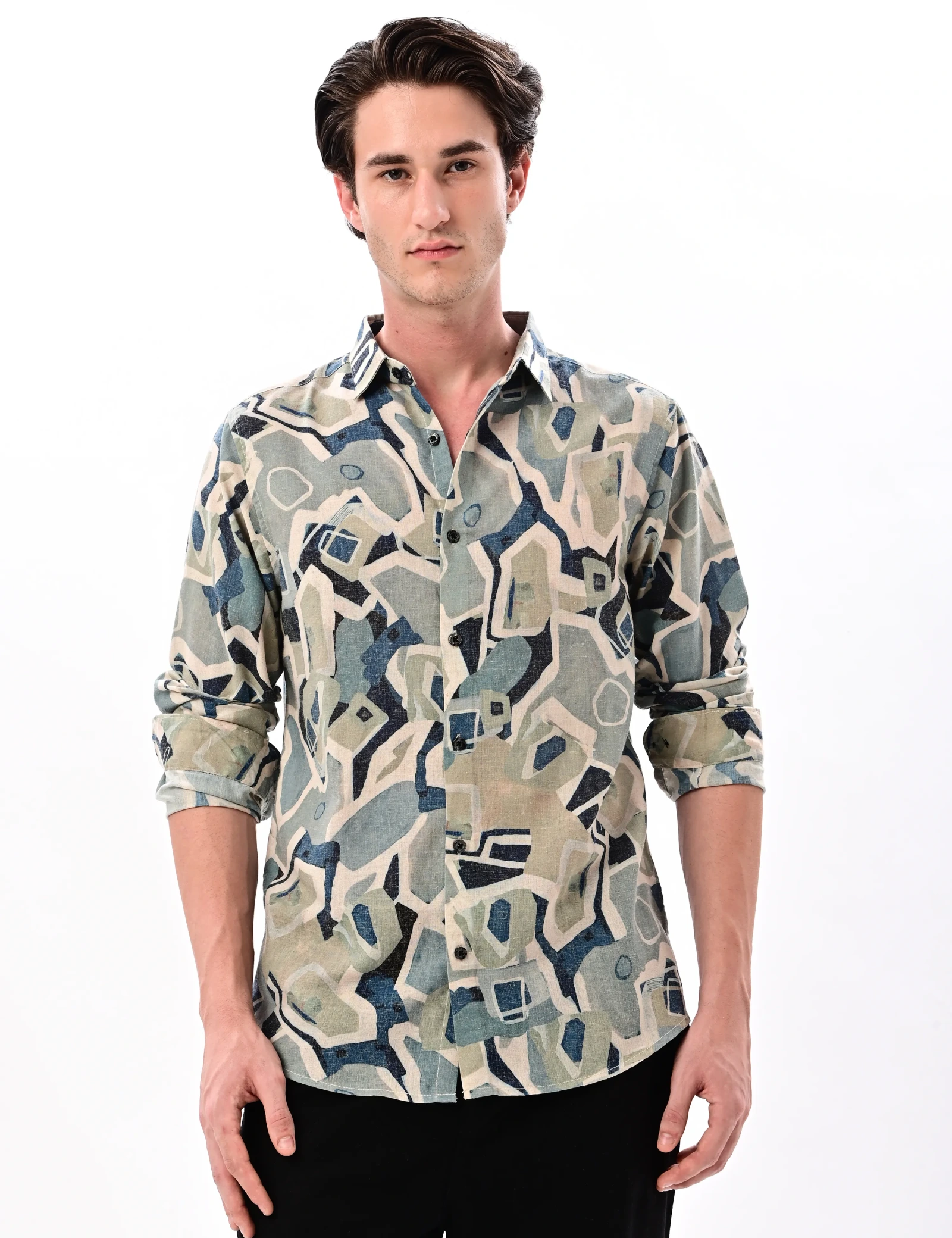 BLUBBER Abstract Geometric Print Regular Fit Shirt